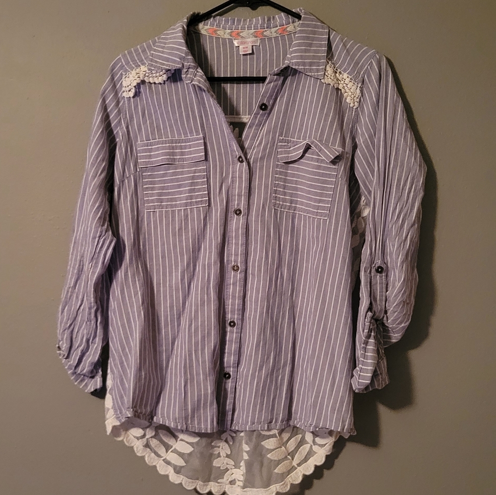 Lace Back Button up Blouse